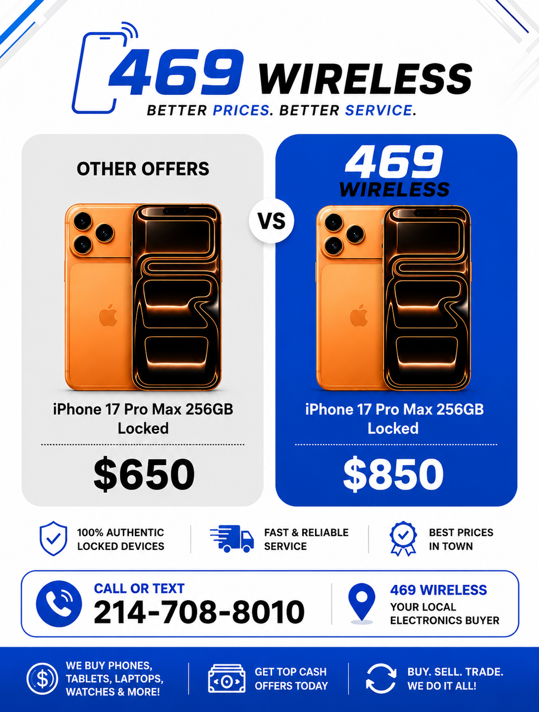 469 Wireless pays more: iPhone 17 Pro Max offer comparison